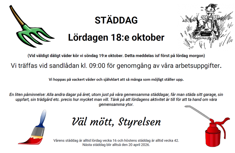 Inbjudan till städdag hösten 2025